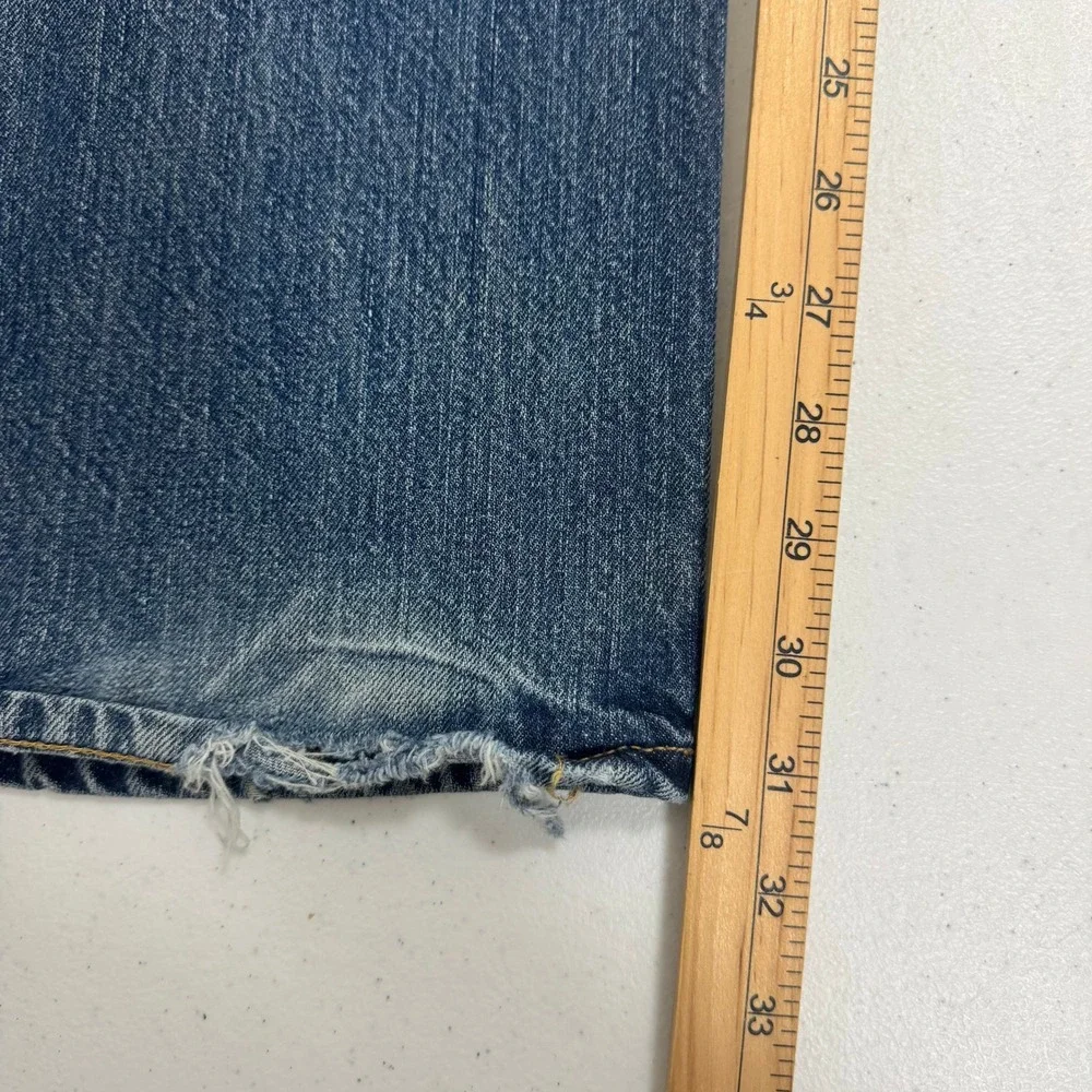 Polo Ralph Lauren Mens Blue Straight Leg Denim Jeans 34x32 Distressed 100 Cotton